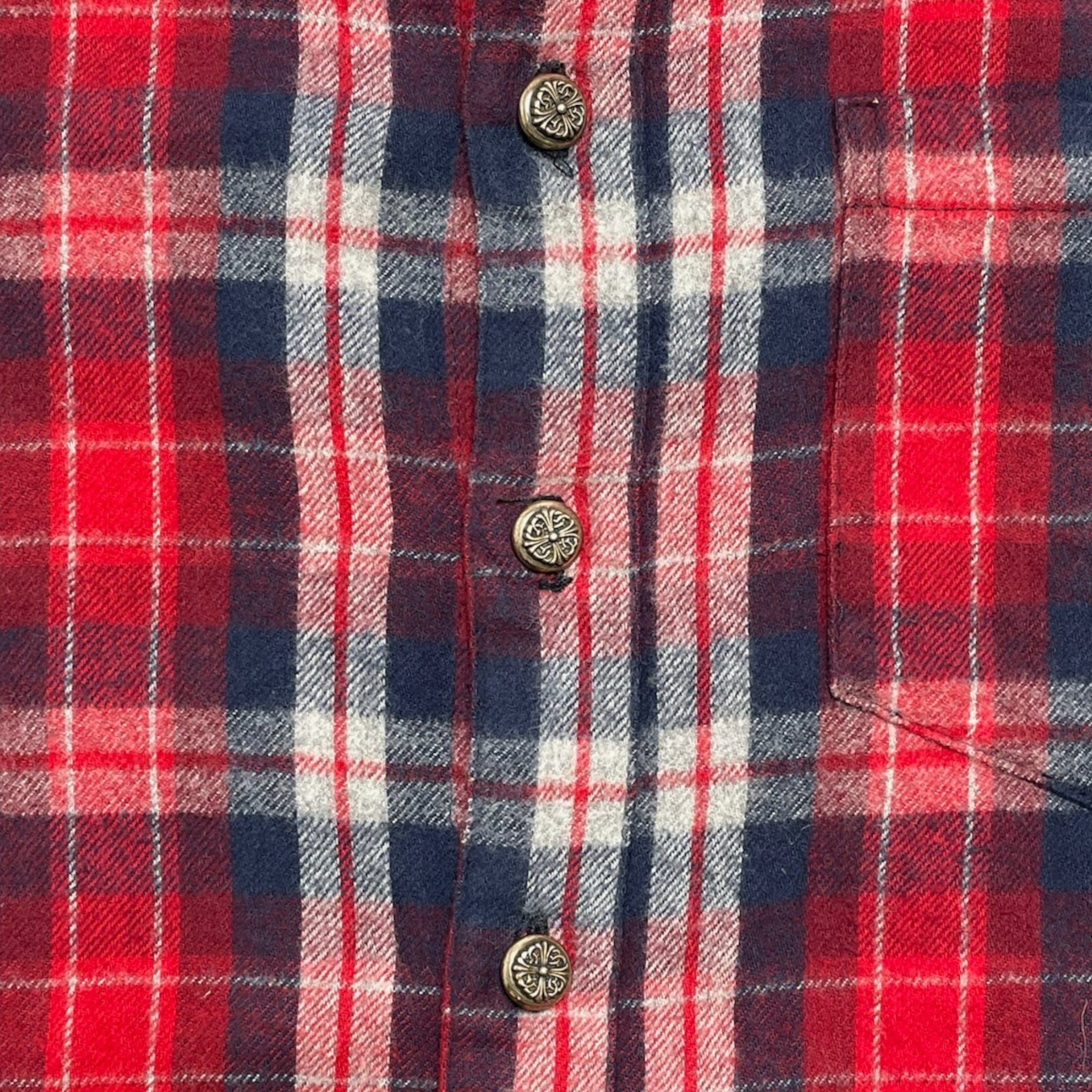 Chrome Hearts Button Up Flannel Shirt Red Blue (2 Cross Patch) Size US M / EU 48-50 / 2 - 4 Thumbnail