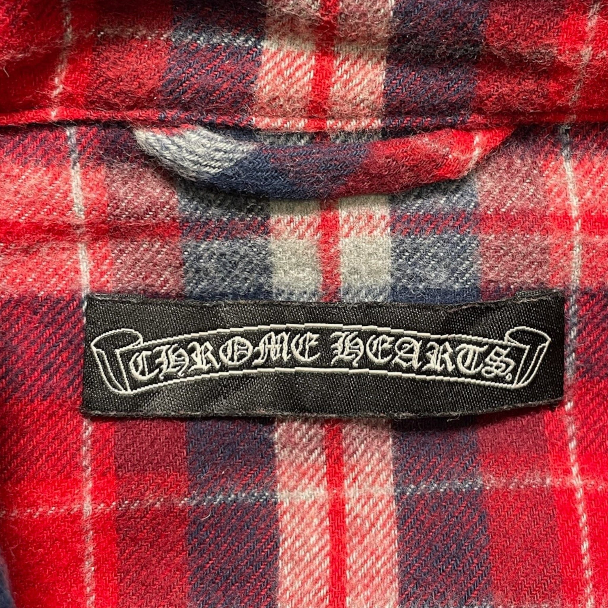 Chrome Hearts Button Up Flannel Shirt Red Blue (2 Cross Patch) Size US M / EU 48-50 / 2 - 5 Thumbnail
