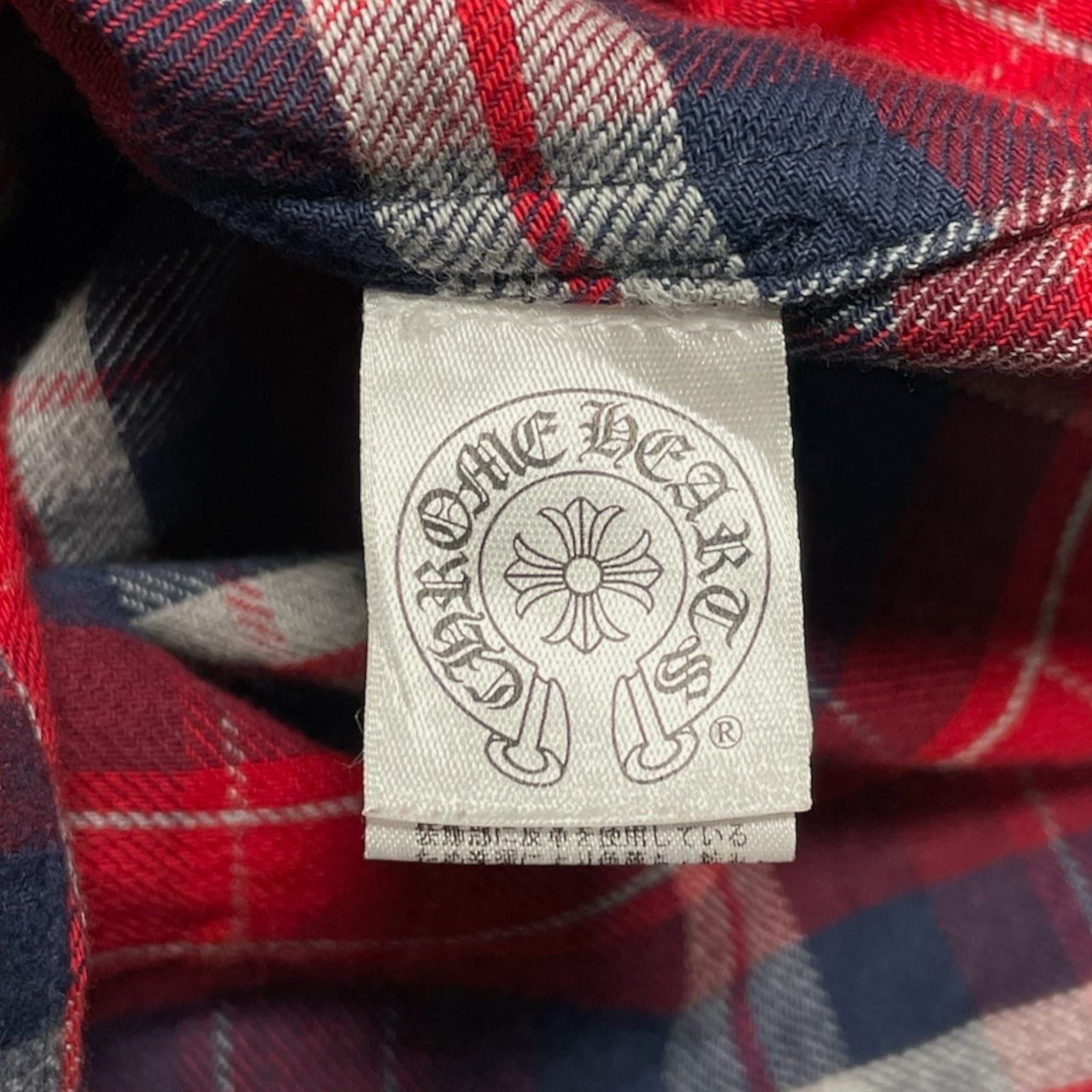 Chrome Hearts Button Up Flannel Shirt Red Blue (2 Cross Patch) Size US M / EU 48-50 / 2 - 6 Thumbnail
