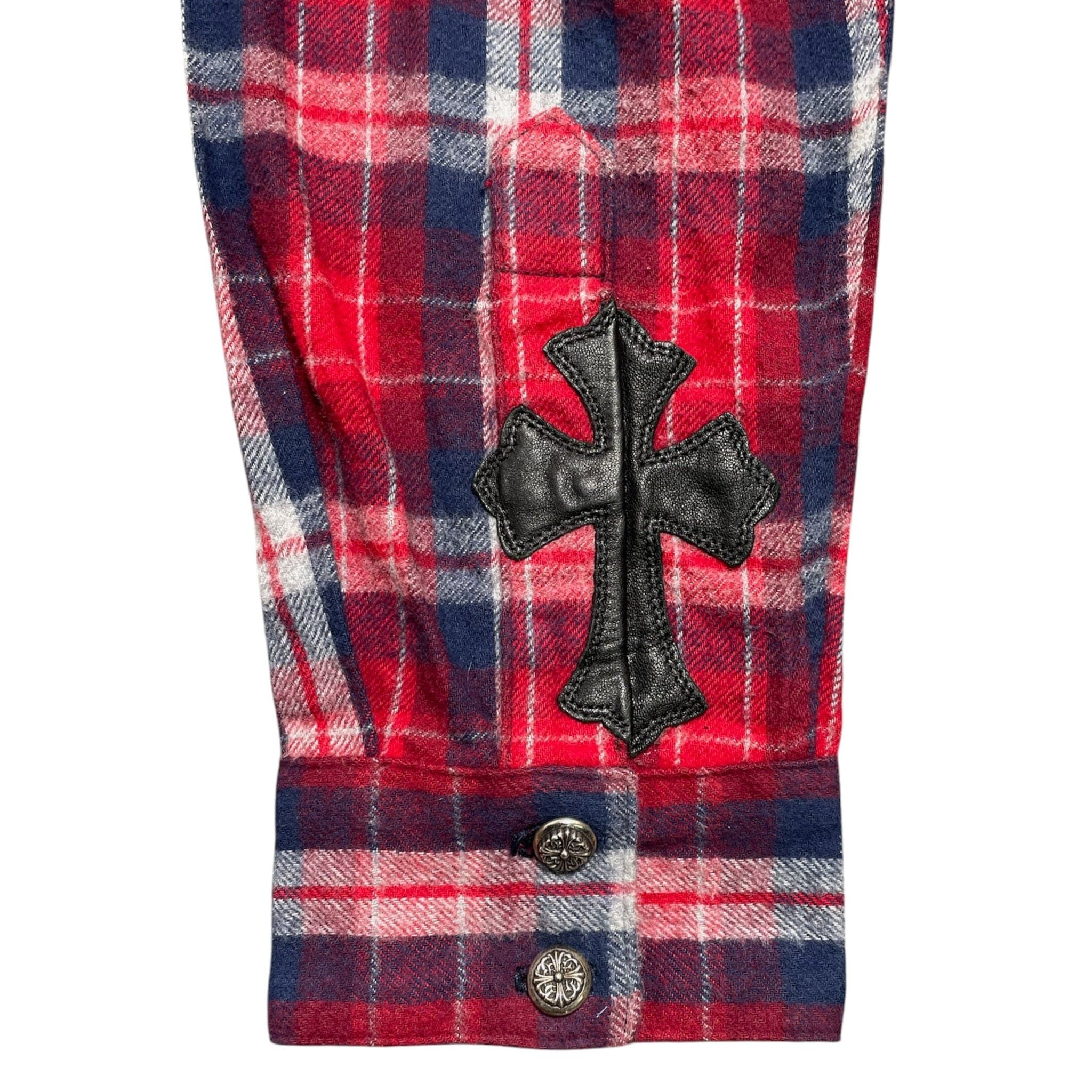 Chrome Hearts Button Up Flannel Shirt Red Blue (2 Cross Patch) Size US M / EU 48-50 / 2 - 3 Thumbnail