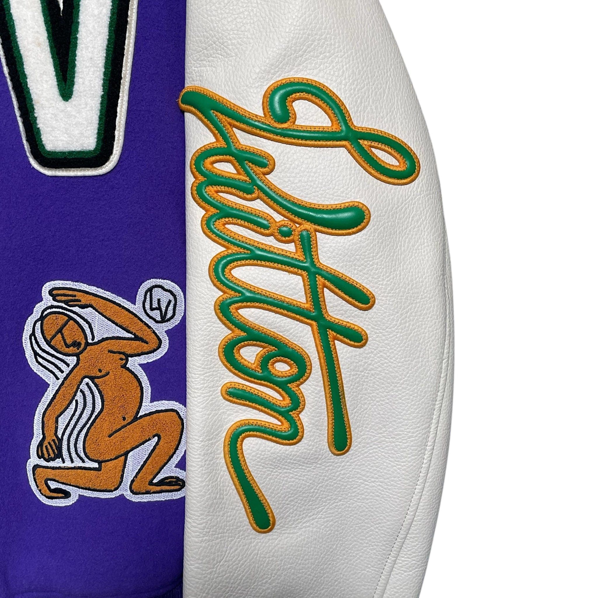 Louis Vuitton Virgil Multi Patch Leather Varsity Jacket Purple Multi Size US XL / EU 56 / 4 - 3 Thumbnail