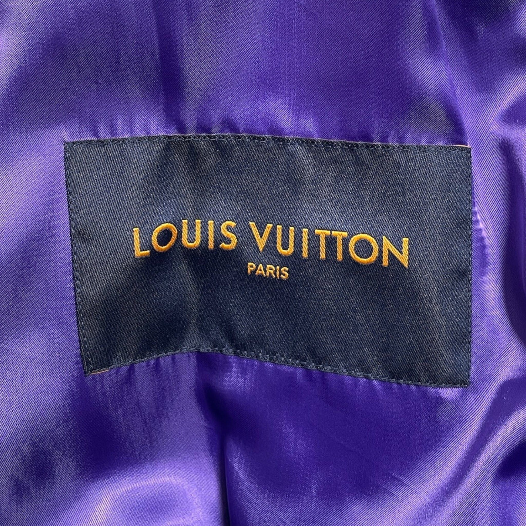 Louis Vuitton Virgil Multi Patch Leather Varsity Jacket Purple Multi Size US XL / EU 56 / 4 - 5 Thumbnail