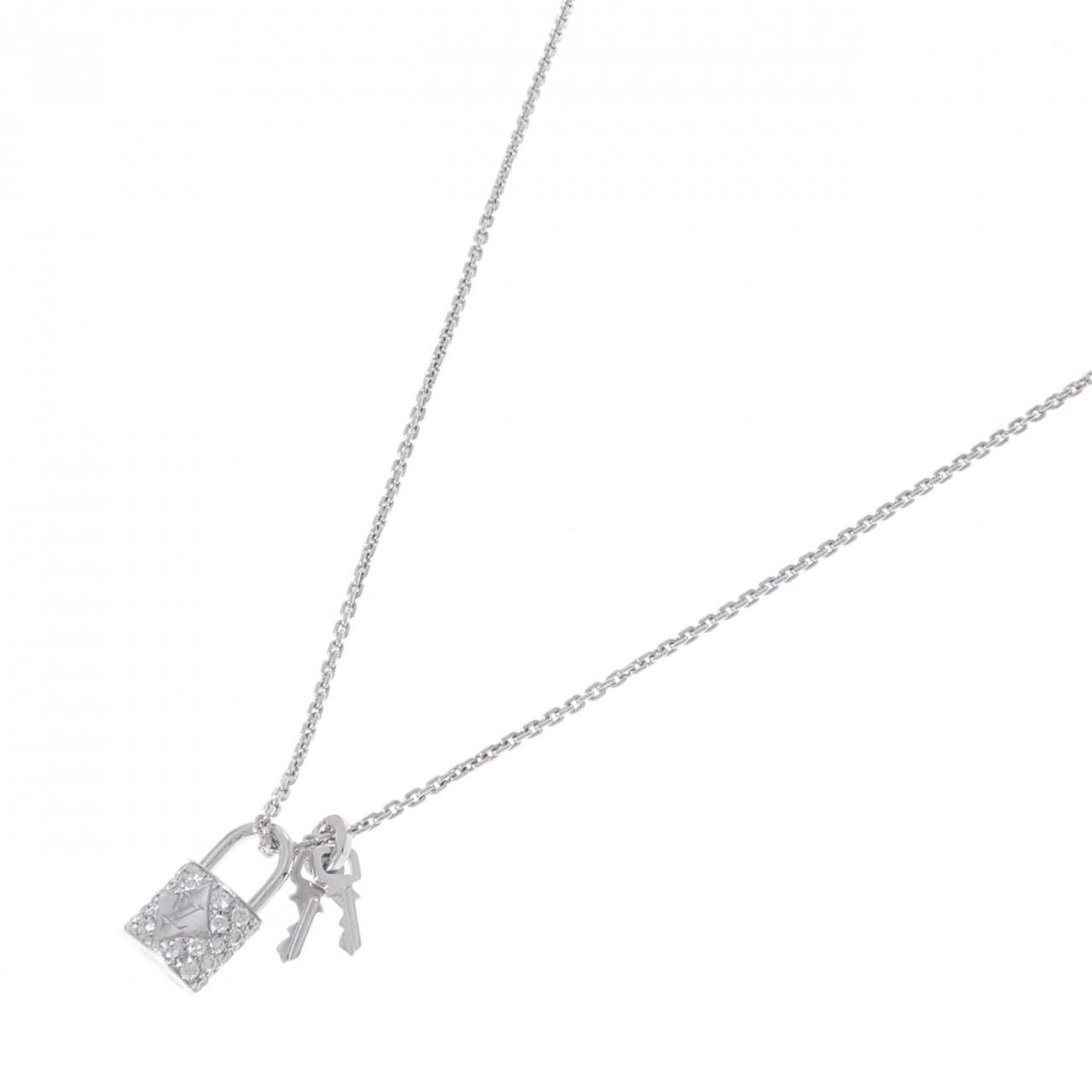 Louis Vuitton Louis Vuitton Louis Vuitton Pendentif Lockit 750 White Gold Diamond Necklace Precious Metal Necklace Q93436 DUTY FREE for USA Size ONE SIZE - 2 Thumbnail