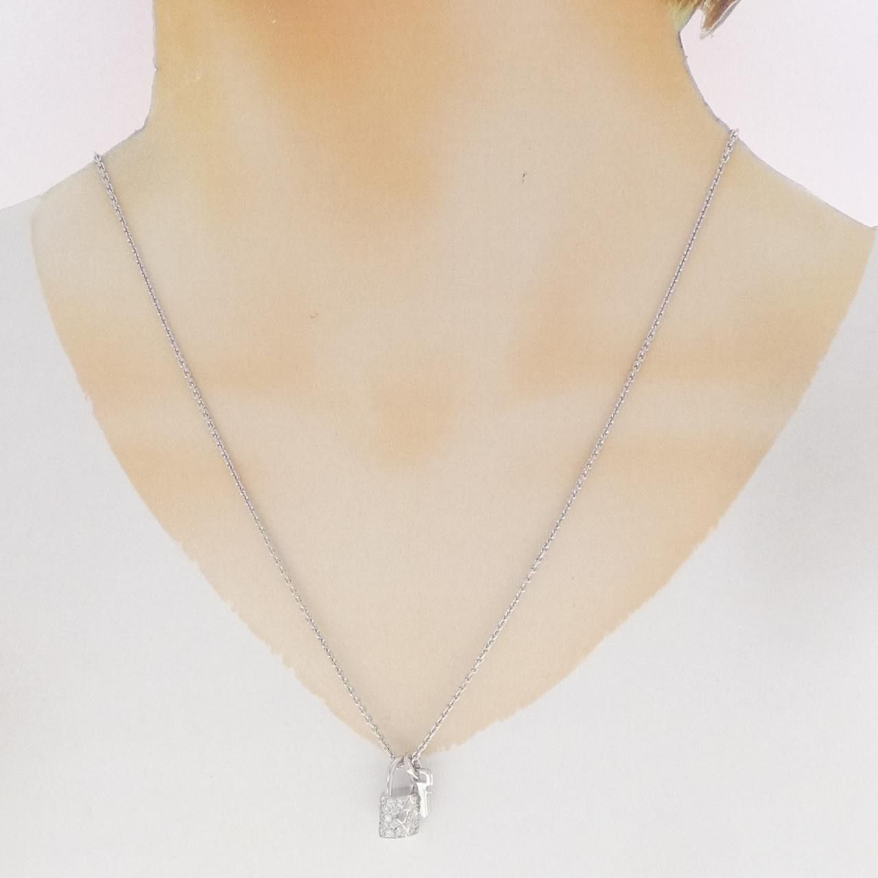Louis Vuitton Louis Vuitton Louis Vuitton Pendentif Lockit 750 White Gold Diamond Necklace Precious Metal Necklace Q93436 DUTY FREE for USA Size ONE SIZE - 5 Thumbnail