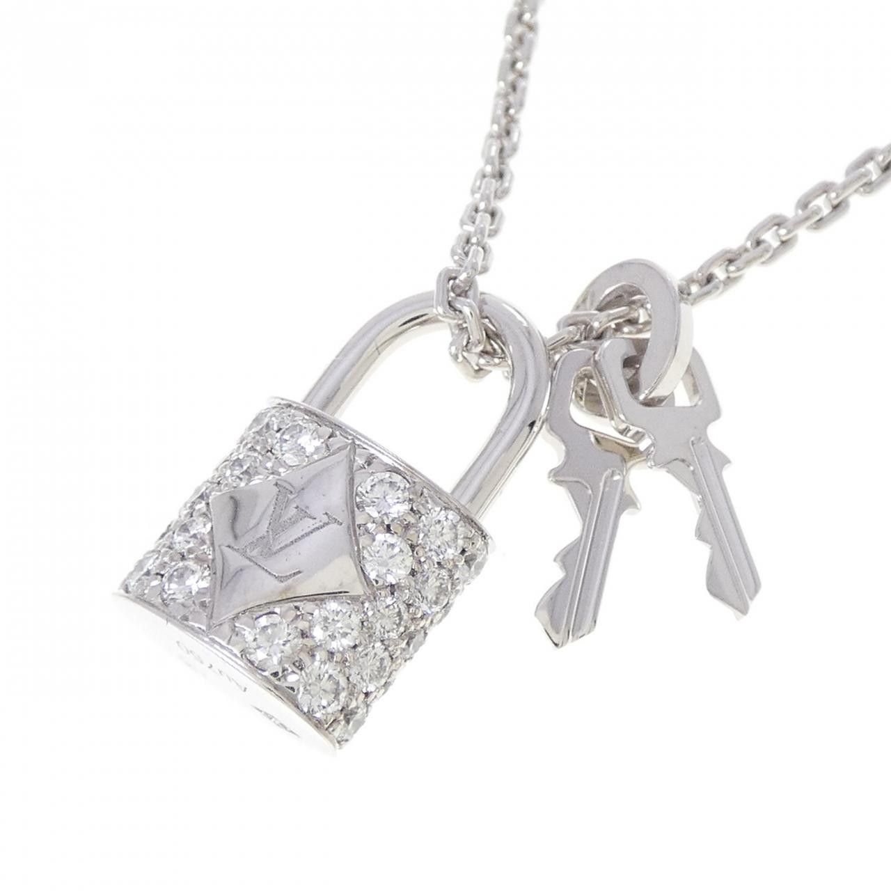 Louis Vuitton Louis Vuitton Louis Vuitton Pendentif Lockit 750 White Gold Diamond Necklace Precious Metal Necklace Q93436 DUTY FREE for USA Size ONE SIZE - 3 Thumbnail