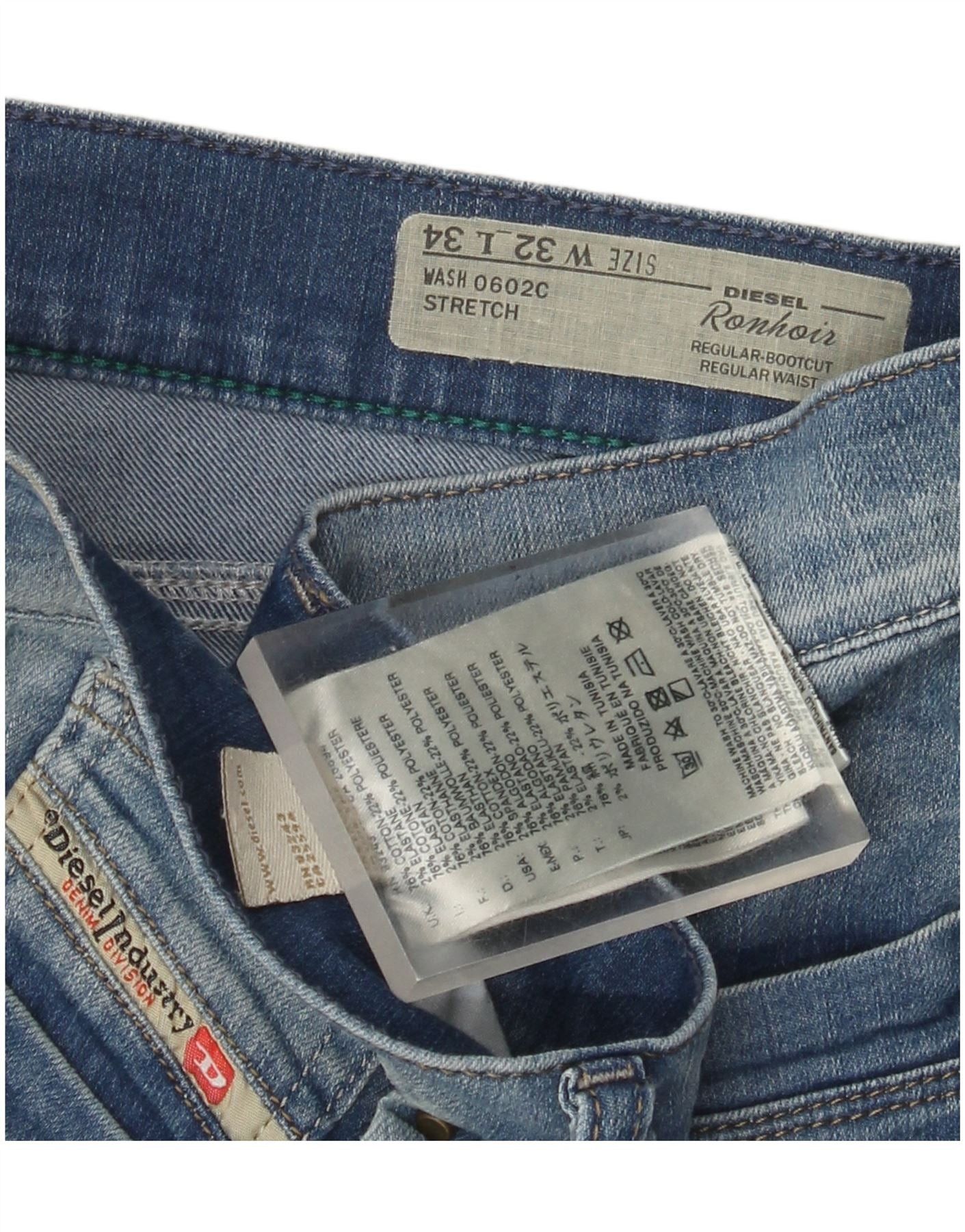 Diesel Womens Ronhoir Regular Bootcut Jeans W32 L34 Blue Cotton Size 24" / US 00 / IT 34 - 3 Thumbnail