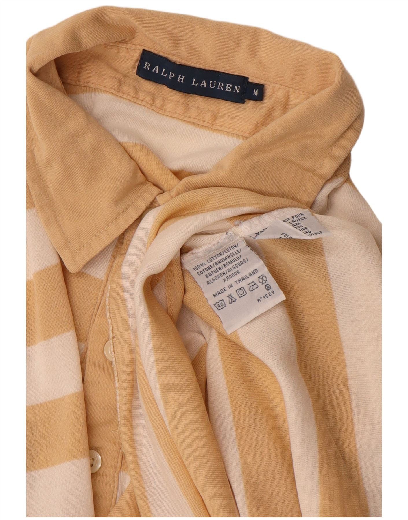 Ralph Lauren Womens Polo Shirt UK 14 Medium Beige Cotton Size M / US 6-8 / IT 42-44 - 4 Thumbnail