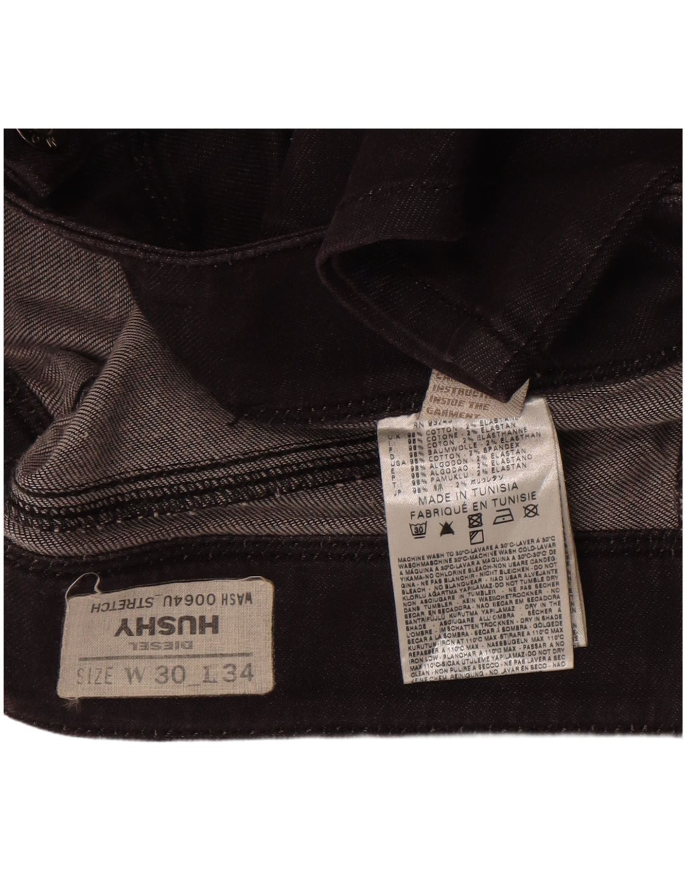 Diesel Womens Husky Slim Jeans W30 L30 Black Cotton Size 42" / US 20 - 4 Thumbnail
