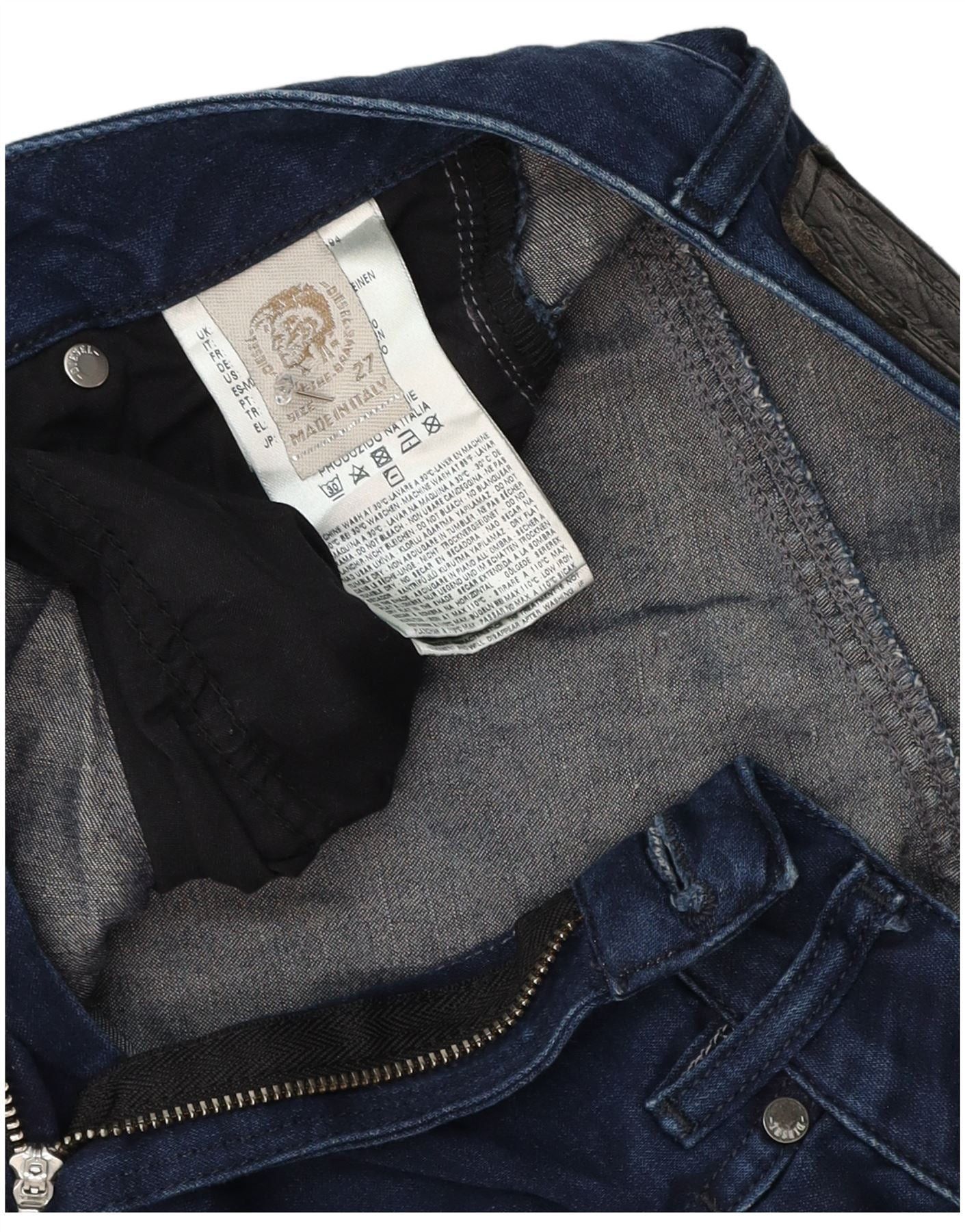 Diesel Mens Banana Slim Jeans W27 L32 Navy Blue Cotton Size US 27 - 3 Thumbnail