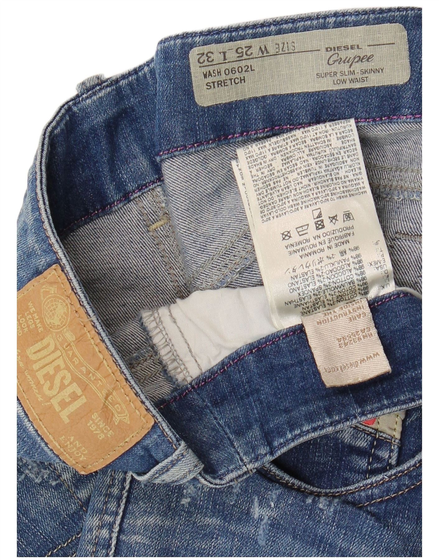 Diesel Womens Grupee Low Waist Super Slim Skinny Jeans W25 L32 Blue Size 25" / US 0 / IT 36 - 4 Thumbnail
