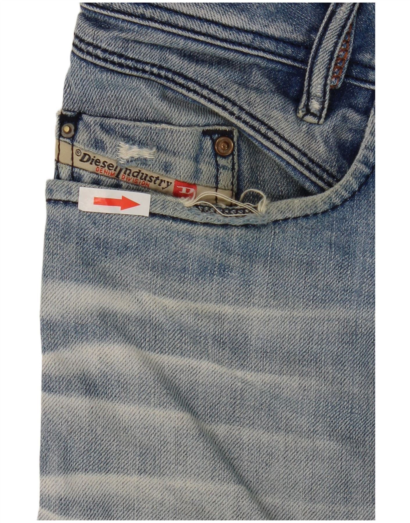 Diesel Mens Iakop Distressed Slim Jeans W33 L34 Blue Cotton Size US 33 - 4 Thumbnail
