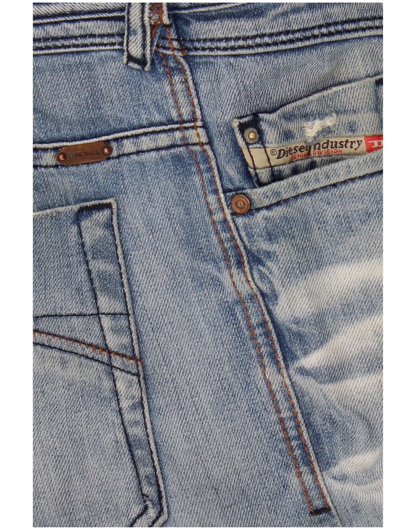 Diesel Mens Iakop Distressed Slim Jeans W33 L34 Blue Cotton Size US 33 - 6 Thumbnail