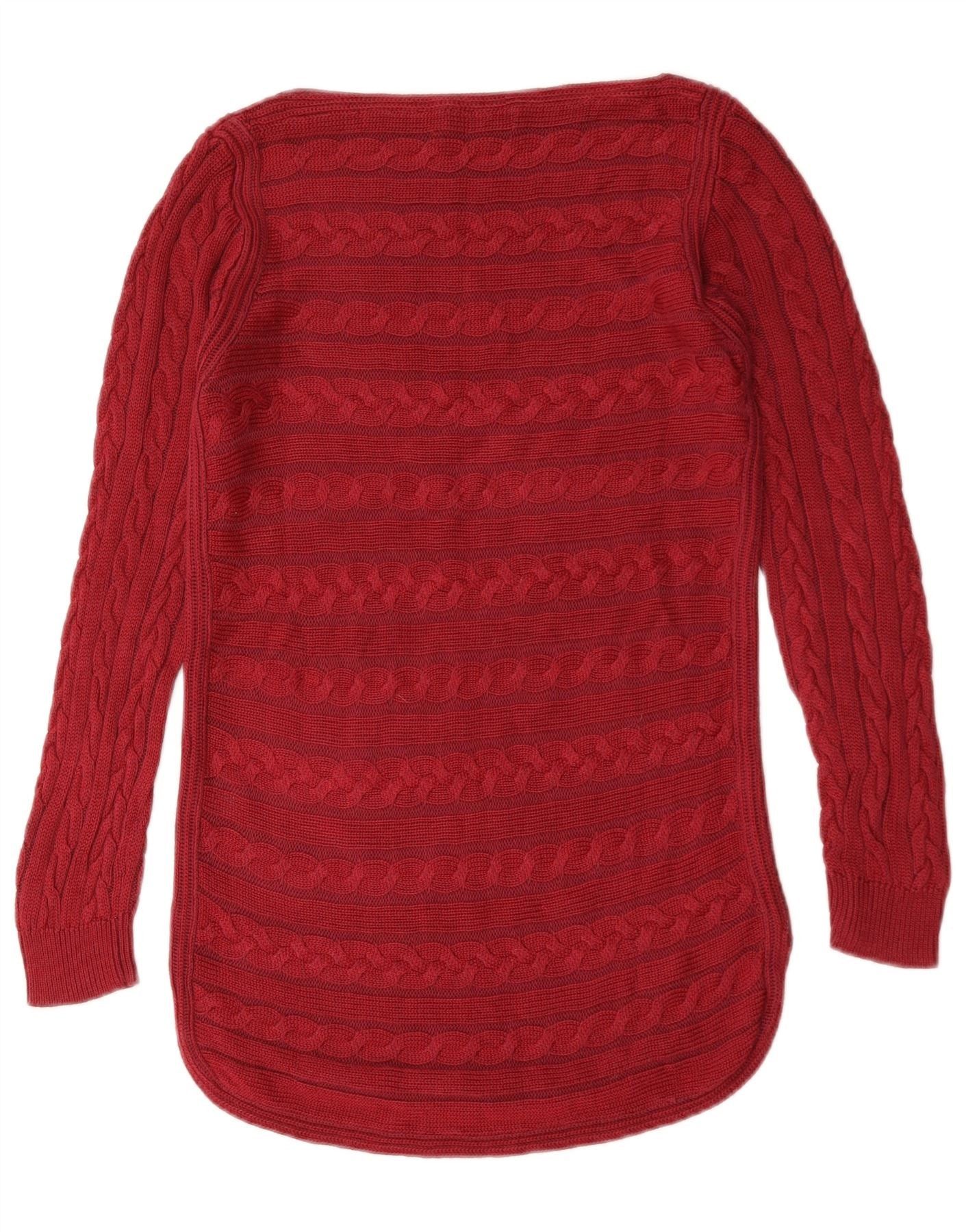 Ralph Lauren Womens Boat Neck Jumper Sweater UK 10 Small Burgundy Striped Size XS / US 0-2 / IT 36-38 - 2 Thumbnail