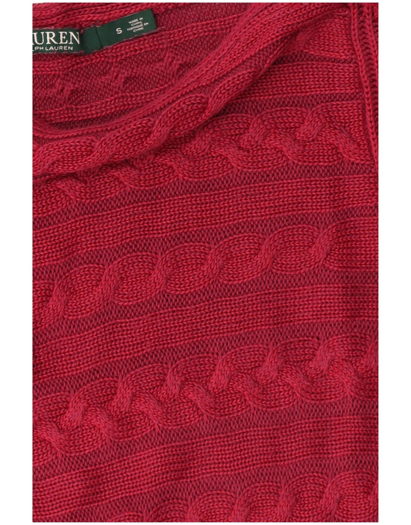 Ralph Lauren Womens Boat Neck Jumper Sweater UK 10 Small Burgundy Striped Size XS / US 0-2 / IT 36-38 - 3 Thumbnail