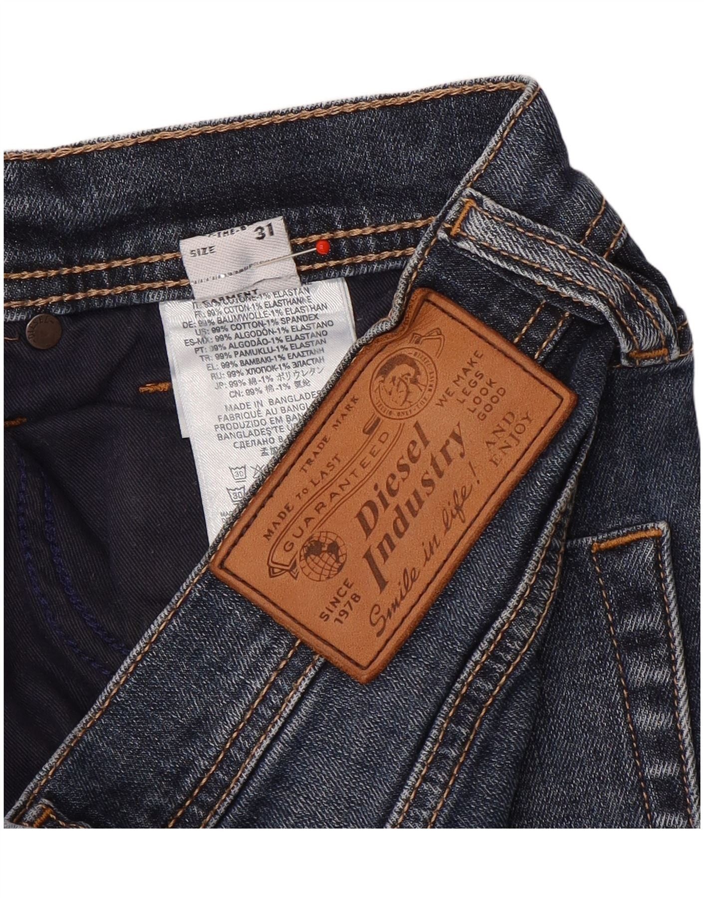 Diesel Mens Slim Jeans W31 L32 Blue Cotton Size US 31 - 3 Thumbnail
