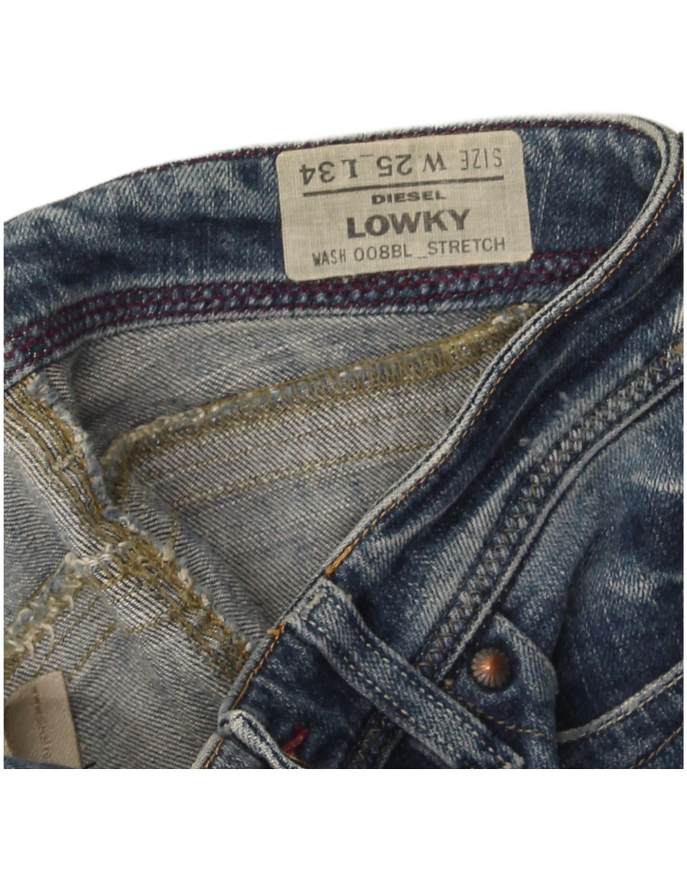 Diesel Womens Lowky Distressed Skinny Jeans W25 L34 Blue Cotton Size 42" / US 20 - 4 Thumbnail