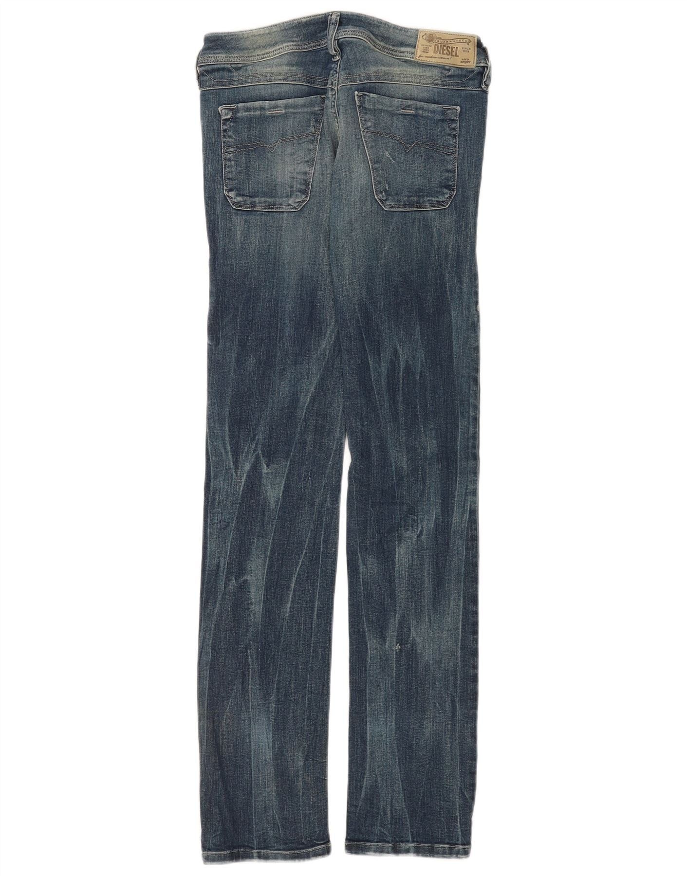 Diesel Womens Lowky Distressed Slim Straight Jeans W27 L32 Blue Cot Size 42" / US 20 - 2 Thumbnail