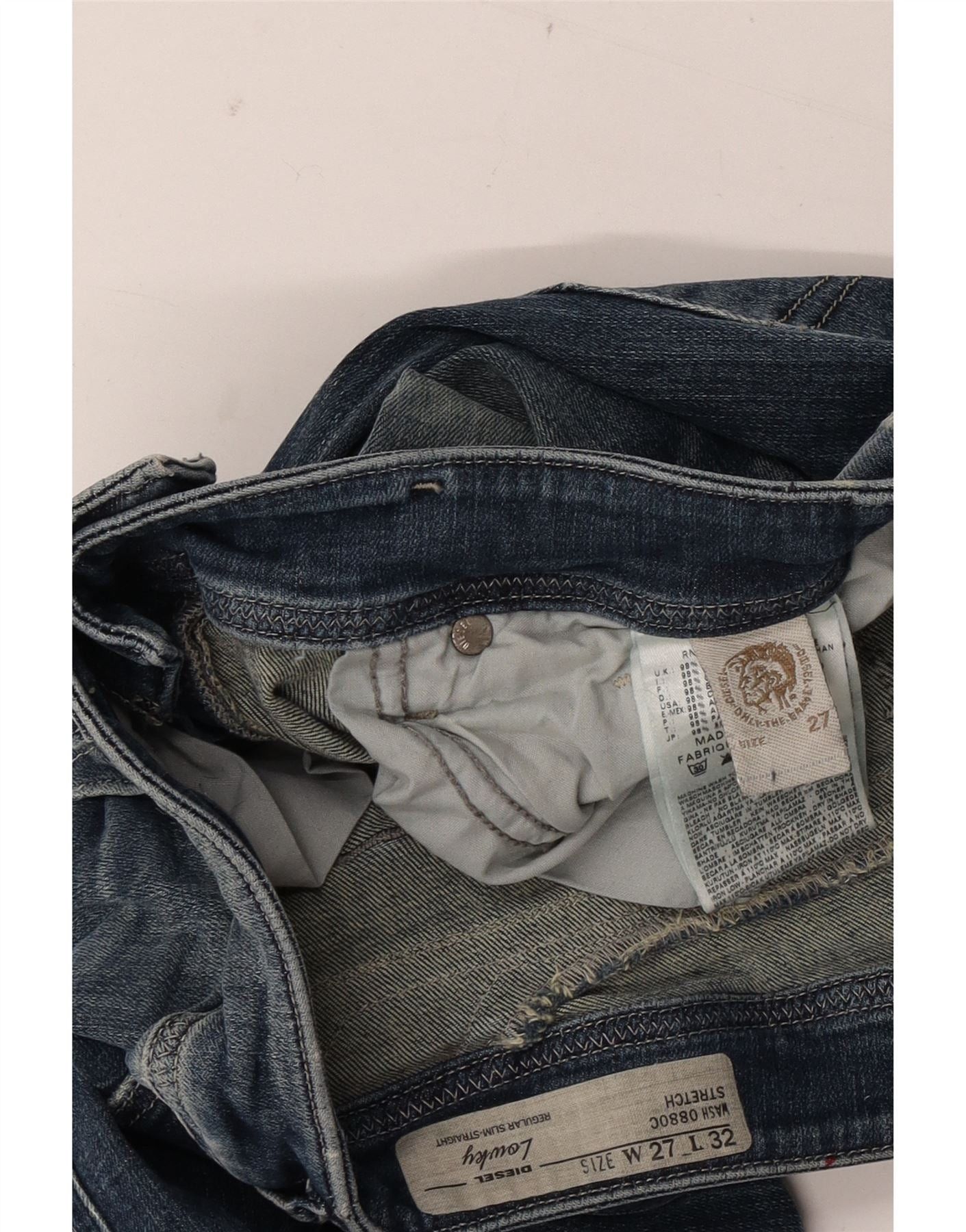 Diesel Womens Lowky Distressed Slim Straight Jeans W27 L32 Blue Cot Size 42" / US 20 - 4 Thumbnail