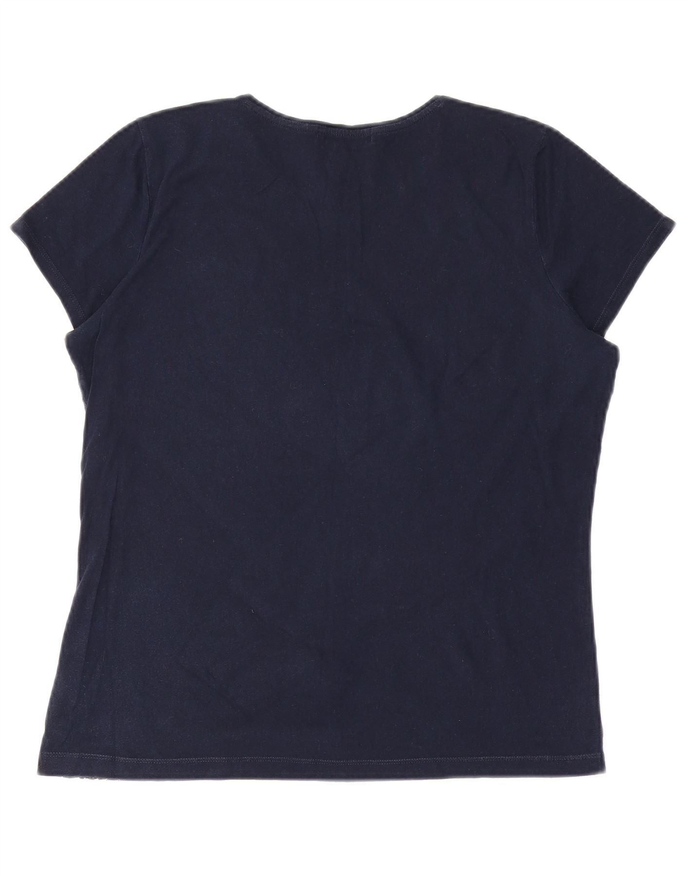 Ralph Lauren Womens T-Shirt Top UK 14 Large Navy Blue Floral Cotton Size S / US 4 / IT 40 - 2 Thumbnail