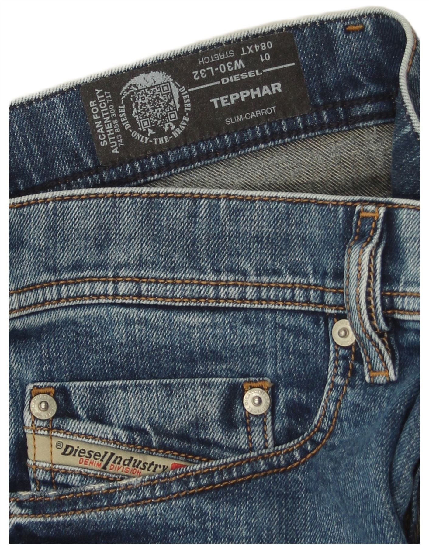 Diesel Womens Distressed Carrot Slim Jeans W30 L32 Blue Cotton Size 42" / US 20 - 4 Thumbnail