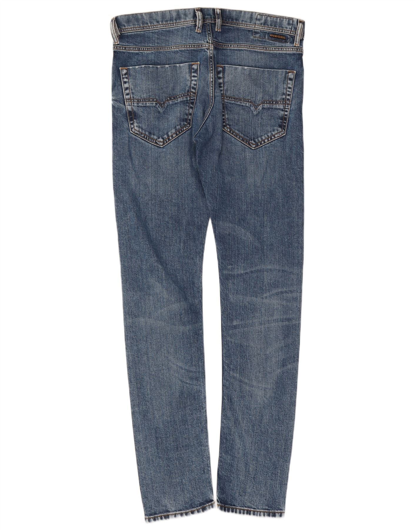 Diesel Womens Distressed Carrot Slim Jeans W30 L32 Blue Cotton Size 42" / US 20 - 2 Thumbnail
