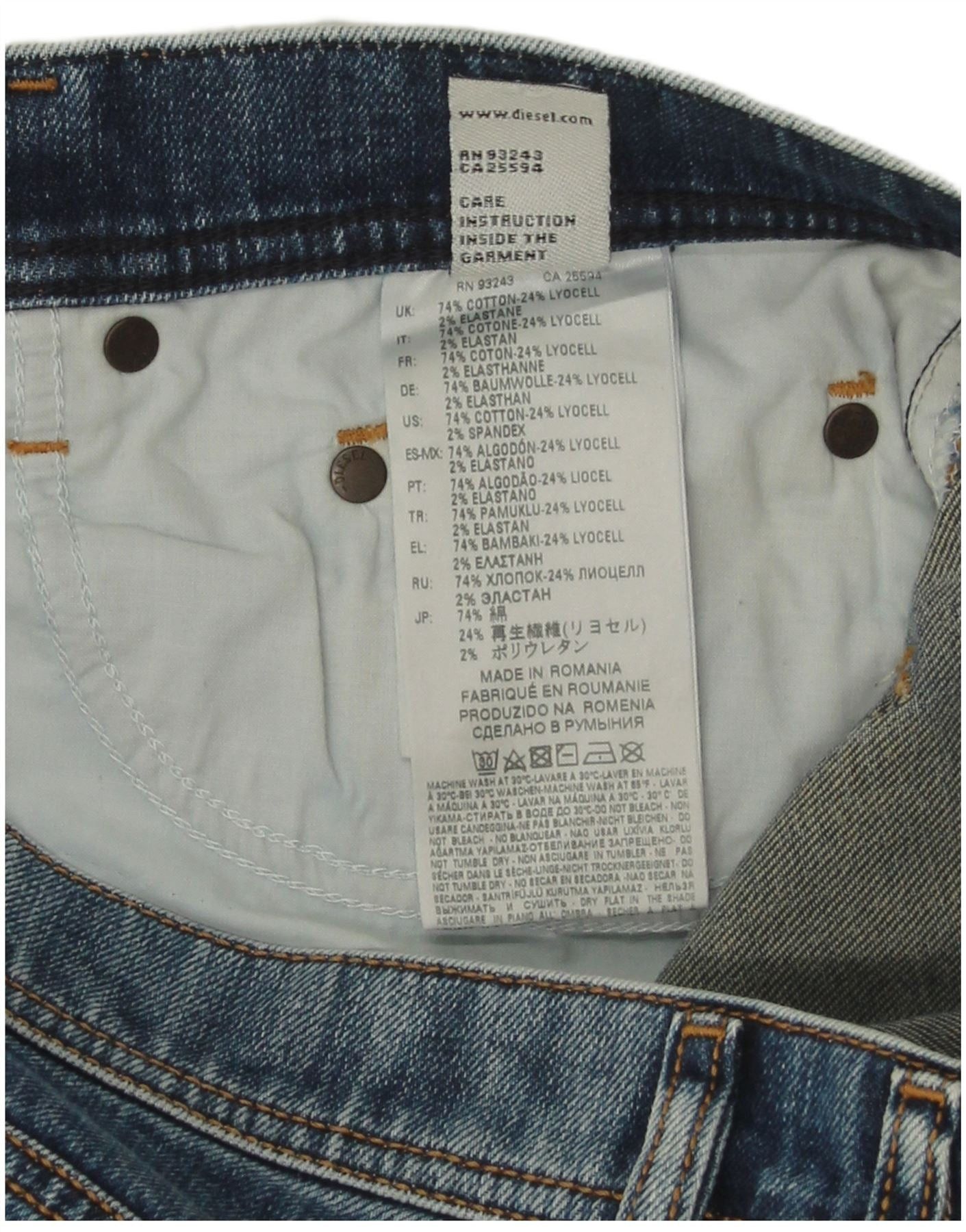 Diesel Womens Distressed Carrot Slim Jeans W30 L32 Blue Cotton Size 42" / US 20 - 3 Thumbnail