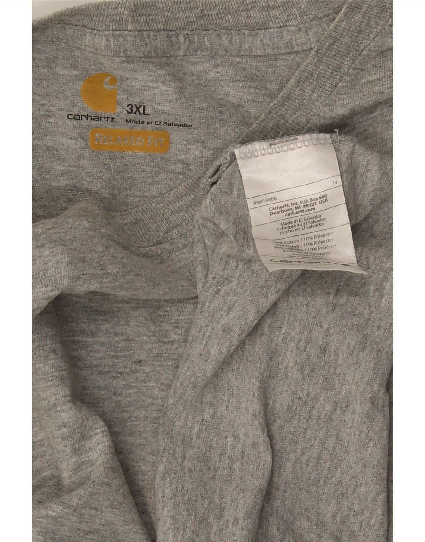 Carhartt Mens Relaxed Fit T-Shirt Top 3XL Grey Cotton Size US XL / EU 56 / 4 - 3 Thumbnail