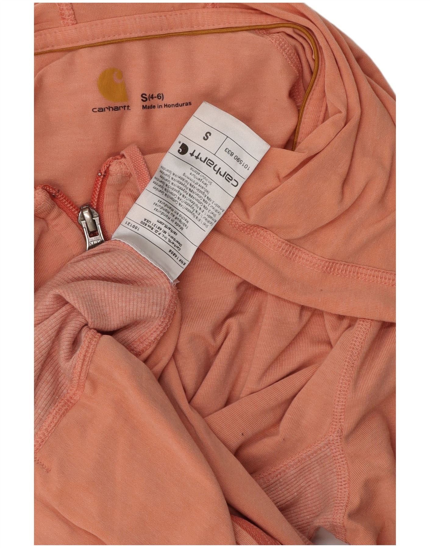 Carhartt Womens Zip Hoodie Sweater UK 4/6 Small Pink Colourblock Poly Size S / US 4 / IT 40 - 3 Thumbnail