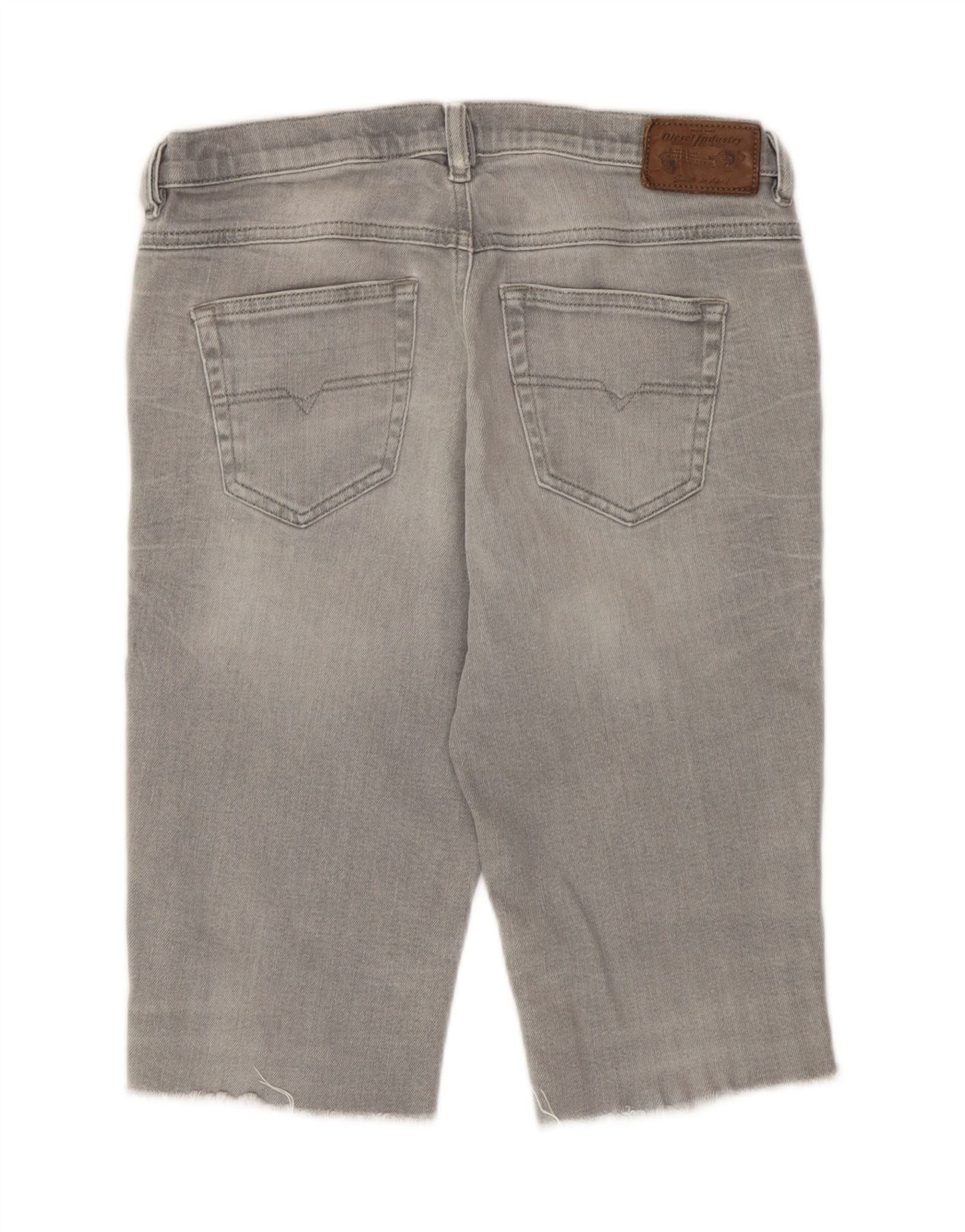 Diesel Womens Belthy Distressed Denim Shorts W27 Small Grey Cotton Size 27" / US 4 / IT 40 - 2 Thumbnail