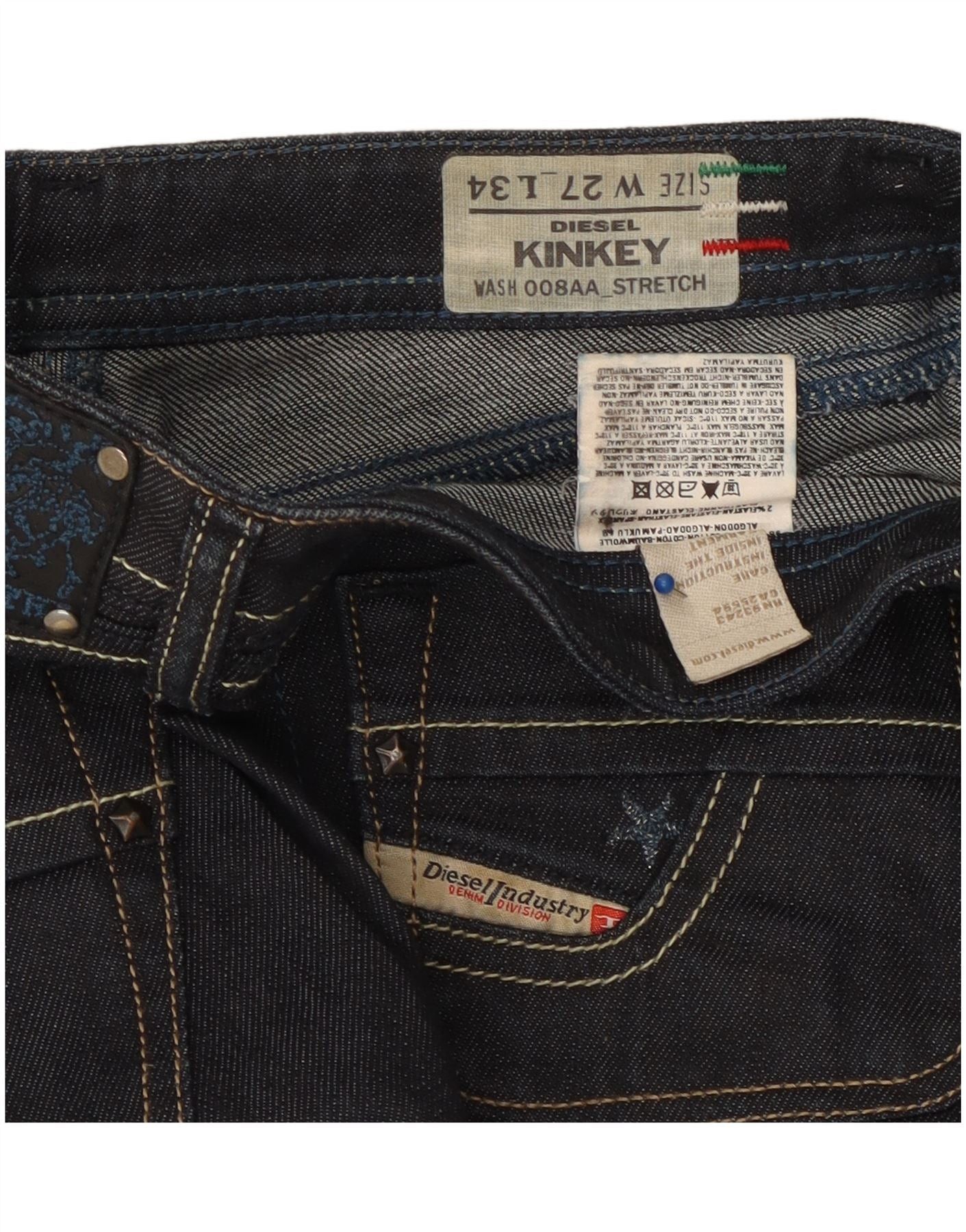Diesel Womens Kinkey Slim Jeans W27 L31 Navy Blue Cotton Size 42" / US 20 - 4 Thumbnail