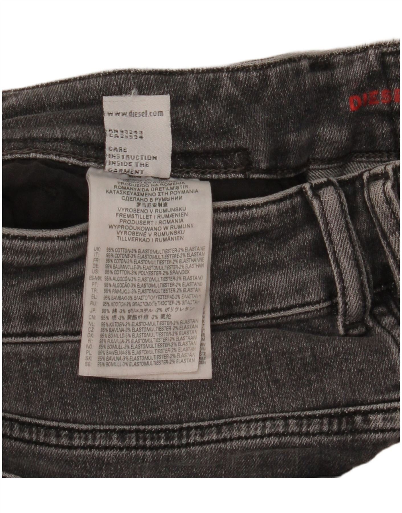Diesel Mens Skinny Jeans W30 L32 Grey Cotton Size US 30 / EU 46 - 3 Thumbnail