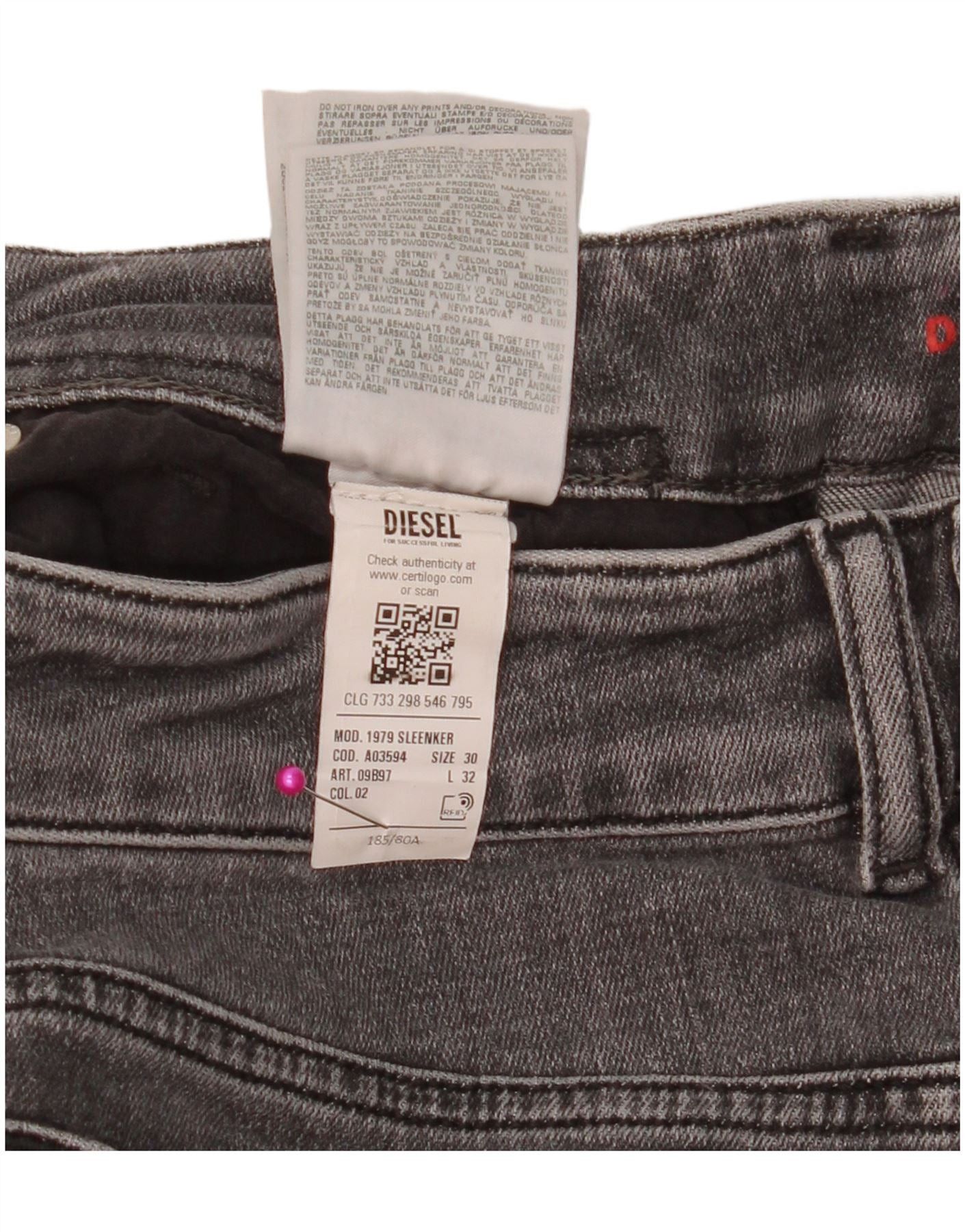 Diesel Mens Skinny Jeans W30 L32 Grey Cotton Size US 30 / EU 46 - 4 Thumbnail