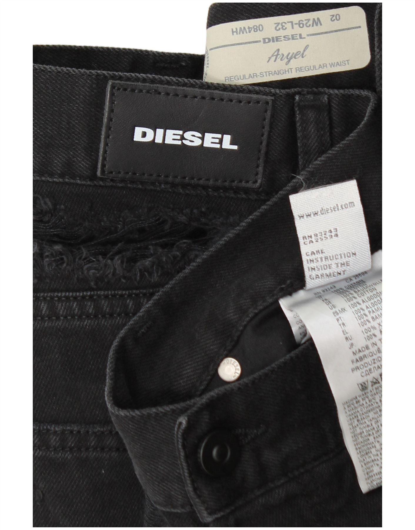 Diesel Womens Aryel Distressed Regular Straight Jeans W29 L25 Black Size 42" / US 20 - 3 Thumbnail