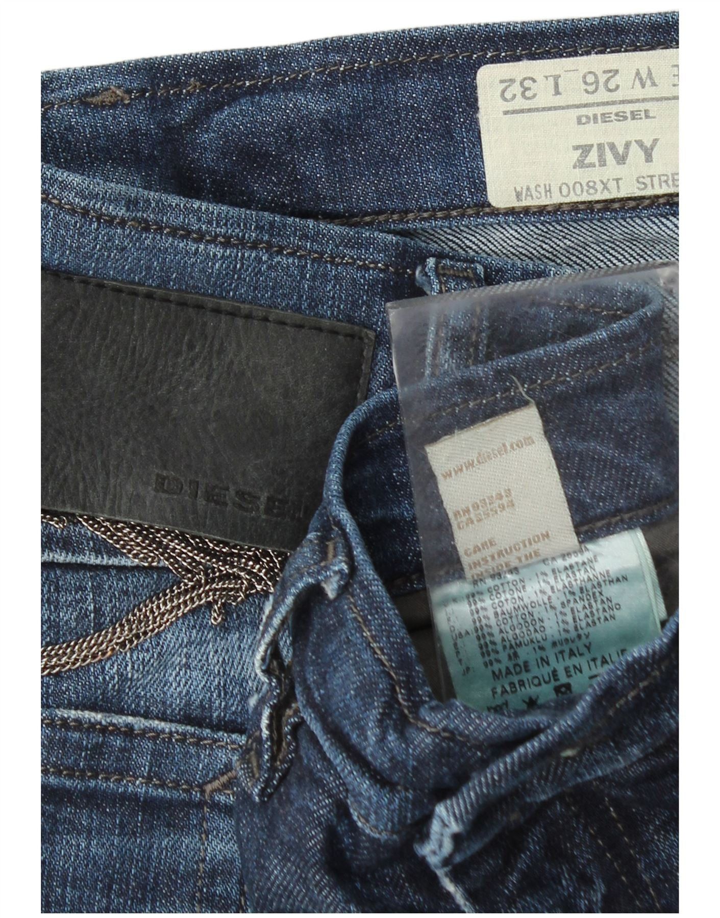 Diesel Womens Zivy Distressed Slim Jeans W26 L29 Blue Cotton Size 42" / US 20 - 3 Thumbnail