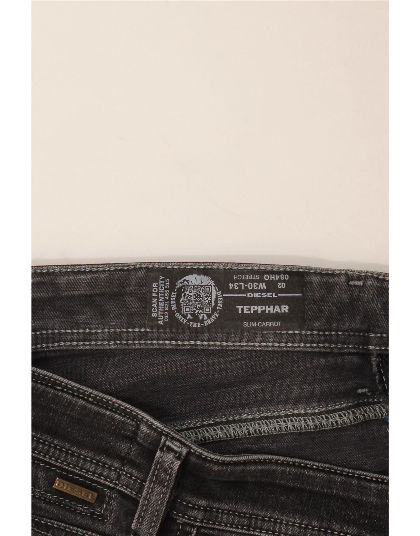 Diesel Mens Tepphar Carrot Slim Jeans W30 L31 Black Size US 30 / EU 46 - 4 Thumbnail