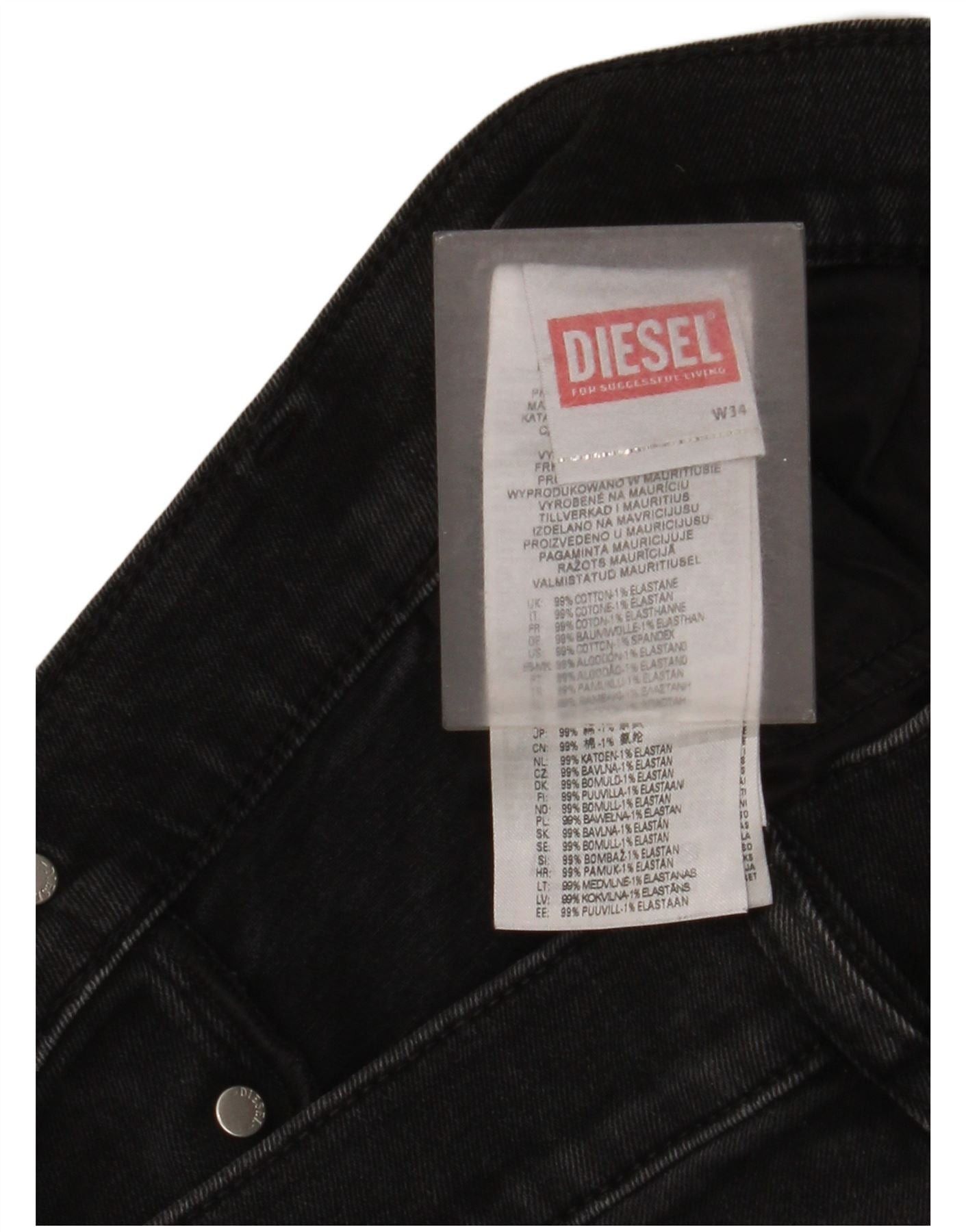 Diesel Mens Skinny Jeans W34 L34 Black Cotton Size US 34 / EU 50 - 3 Thumbnail