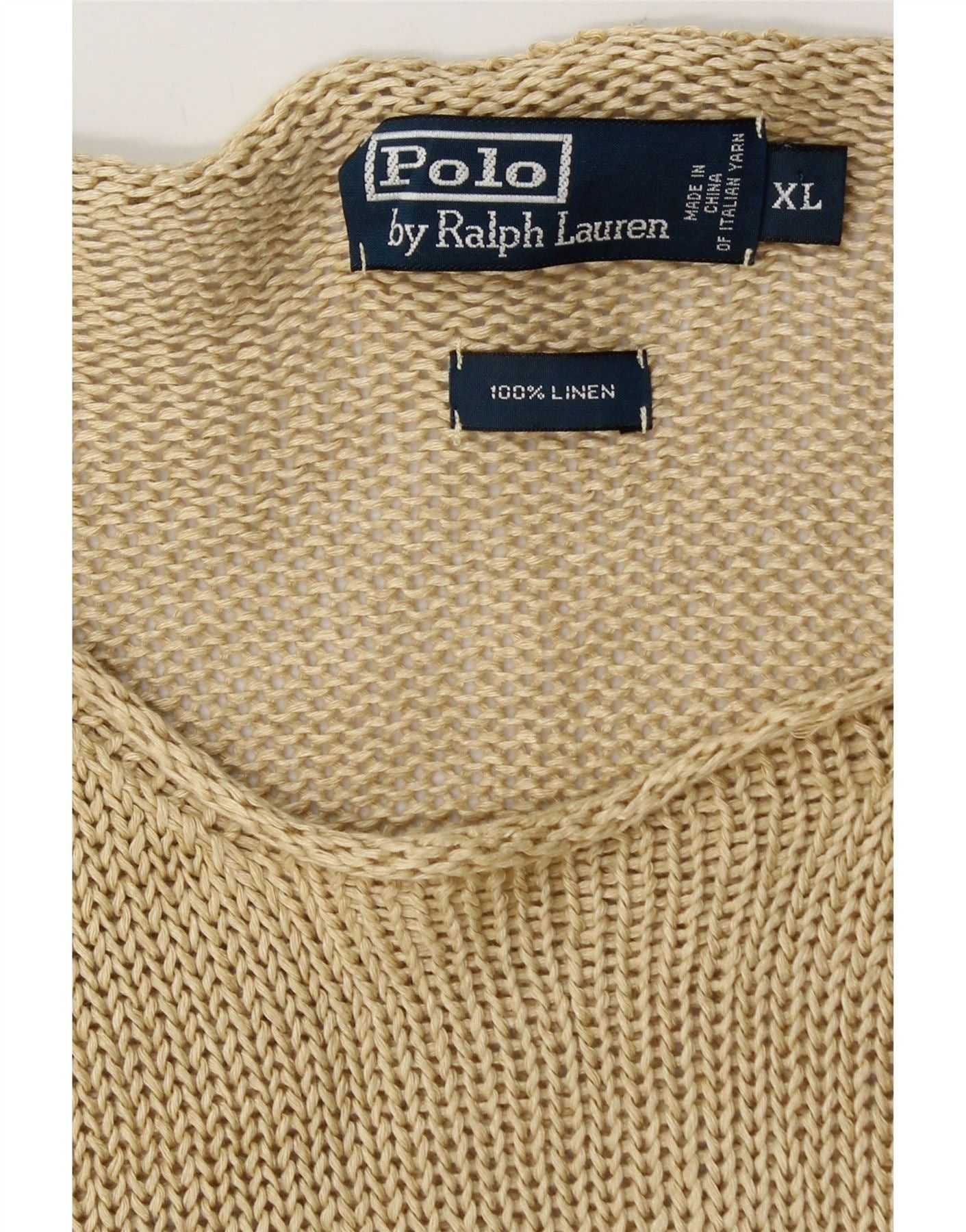 Polo Ralph Lauren Womens Crochet Boat Neck Jumper Sweater UK 18 XL Beige Size L / US 10 / IT 46 - 4 Thumbnail