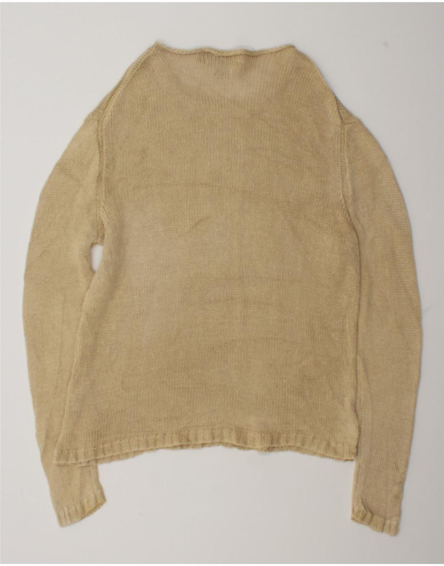 Polo Ralph Lauren Womens Crochet Boat Neck Jumper Sweater UK 18 XL Beige Size L / US 10 / IT 46 - 2 Thumbnail