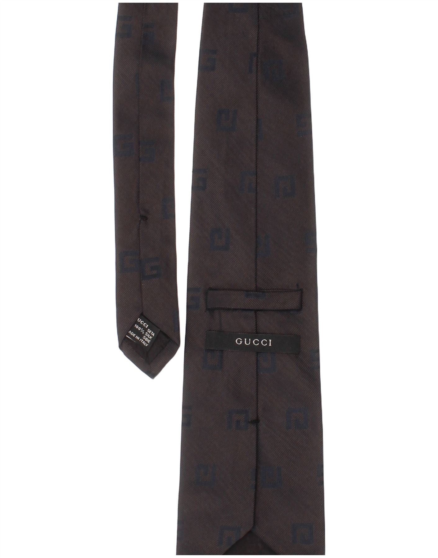 Gucci Mens Tie One Grey Silk Classic Size ONE SIZE - 3 Thumbnail