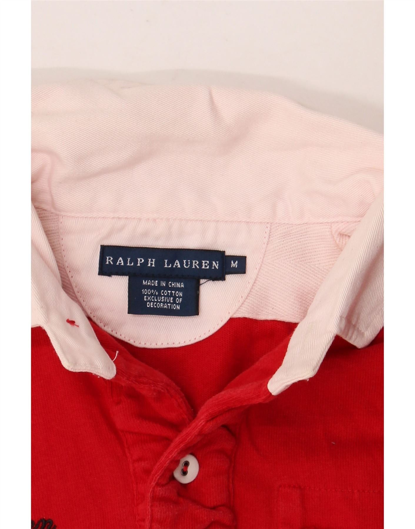 Ralph Lauren Womens Graphic Rugby Polo Shirt UK 12 Medium Red Colourblock Size XS / US 0-2 / IT 36-38 - 3 Thumbnail