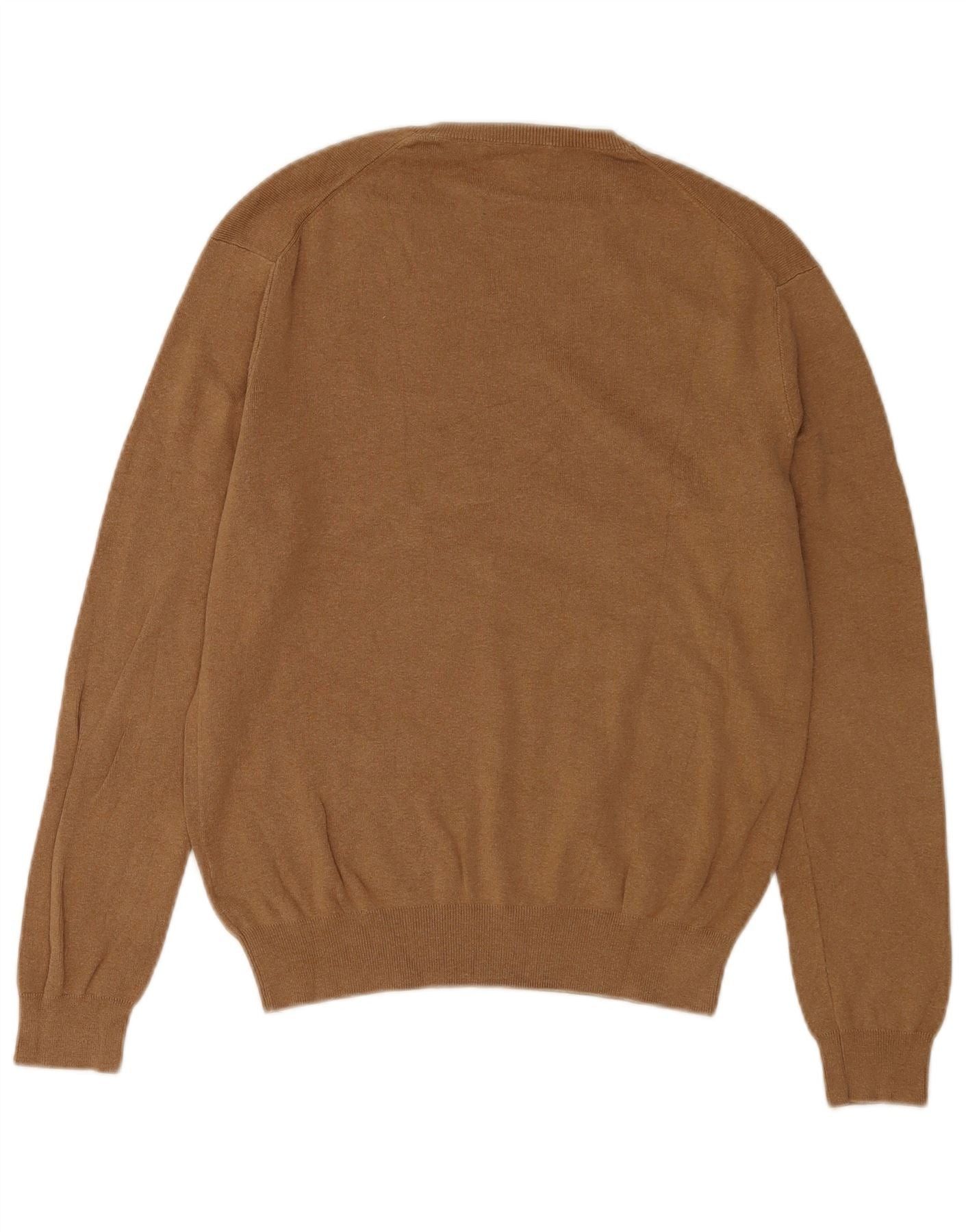 Polo Ralph Lauren Mens V-Neck Jumper Sweater Small Brown Cotton Size US S / EU 44-46 / 1 - 2 Thumbnail