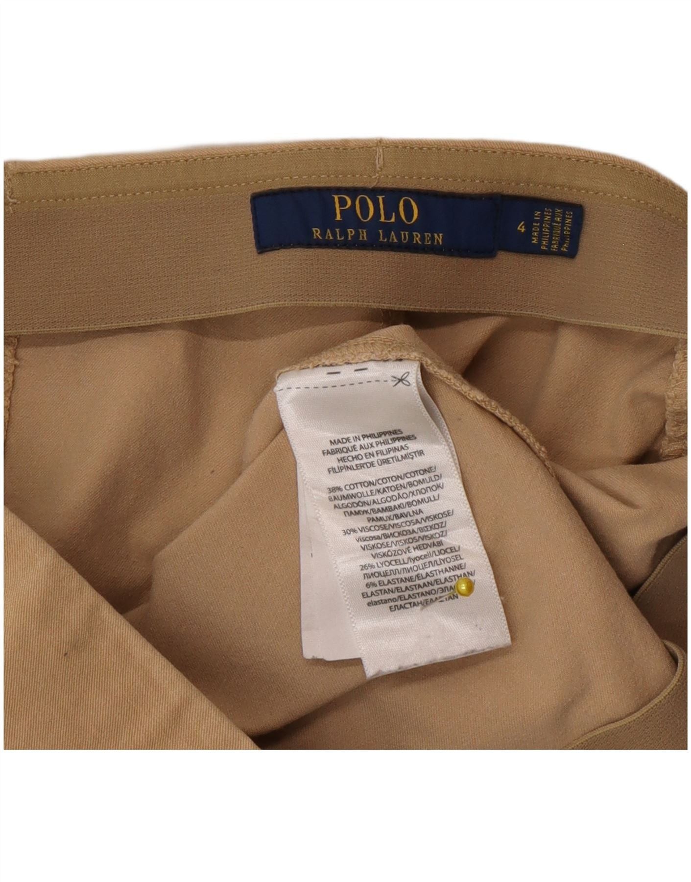 Polo Ralph Lauren Womens Slim Casual Trousers US 4 Small W24 L28 Beige Size 25" / US 0 / IT 36 - 4 Thumbnail