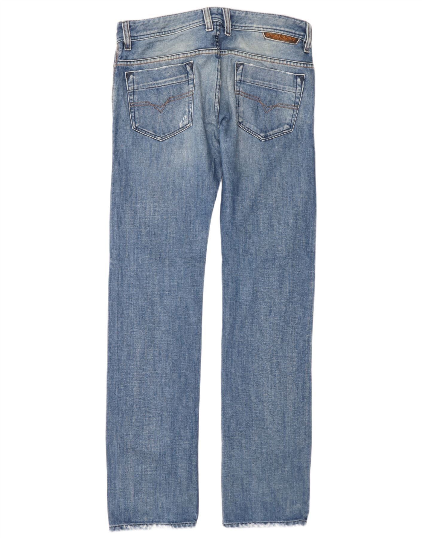 Diesel Mens Safado Distressed Straight Jeans W31 L34 Blue Cotton Size US 31 - 2 Thumbnail