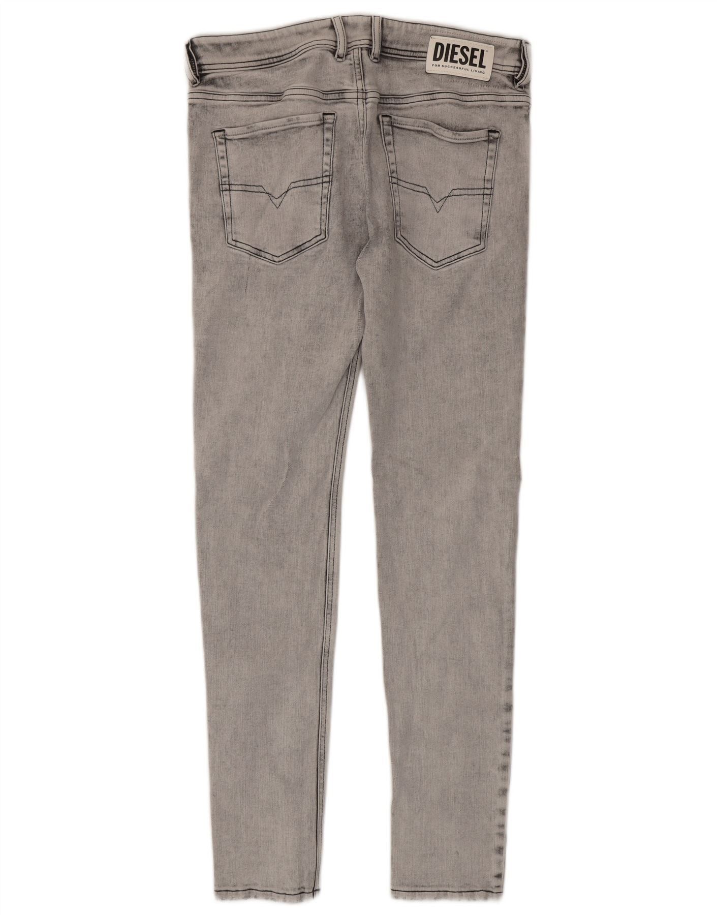 Diesel Mens Sleenker-x Distressed Slim Skinny Jeans W32 L32 Grey Co Size US 32 / EU 48 - 2 Thumbnail