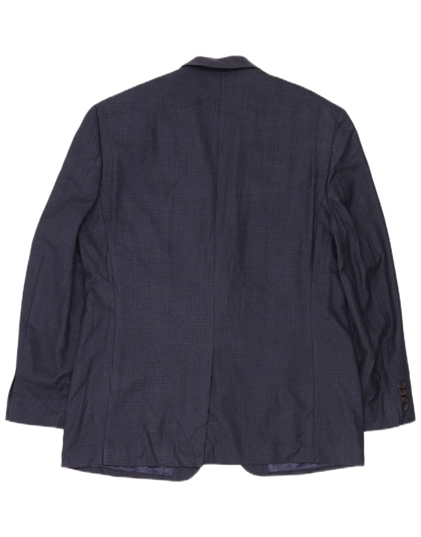 Ralph Lauren Mens 2 Button Blazer Jacket UK 38 Medium Navy Blue Houndstoo Size US L / EU 52-54 / 3 - 2 Thumbnail