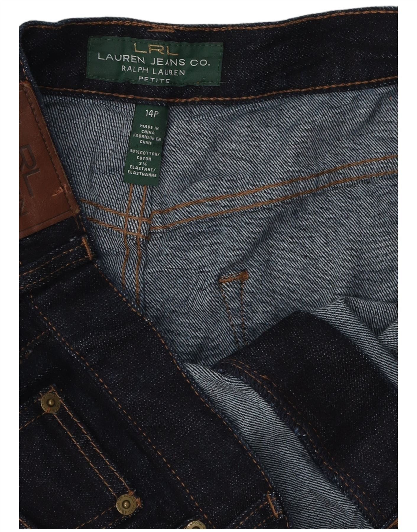 Ralph Lauren Womens Petite Denim Skirt US 14 XL W36 Navy Blue Cotton Size 32" / US 10 / IT 46 - 3 Thumbnail