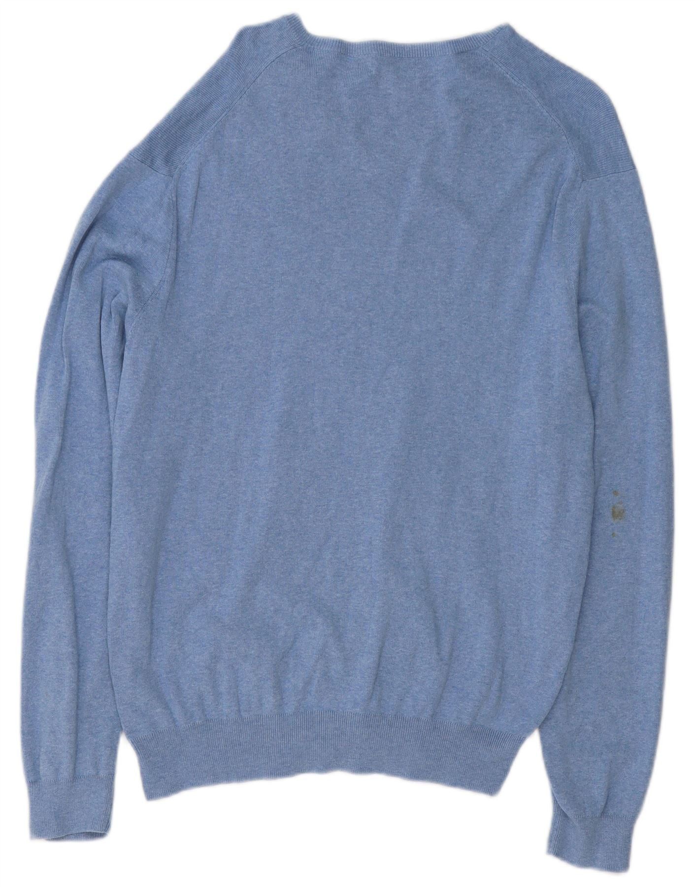 Polo Ralph Lauren Mens V-Neck Jumper Sweater Large Blue Cotton Size US XL / EU 56 / 4 - 2 Thumbnail