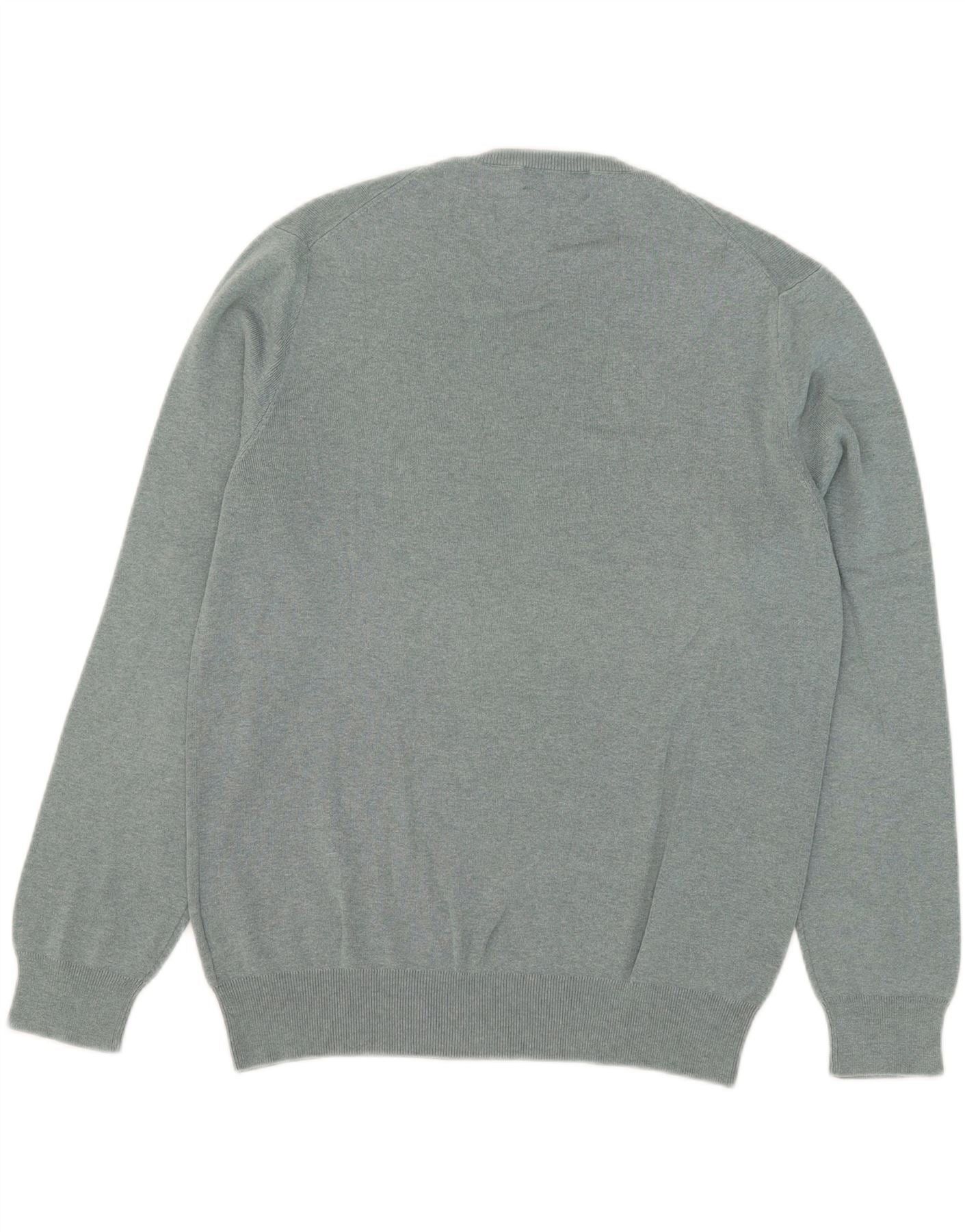 Polo Ralph Lauren Mens V-Neck Jumper Sweater Medium Grey Cotton Size US M / EU 48-50 / 2 - 2 Thumbnail