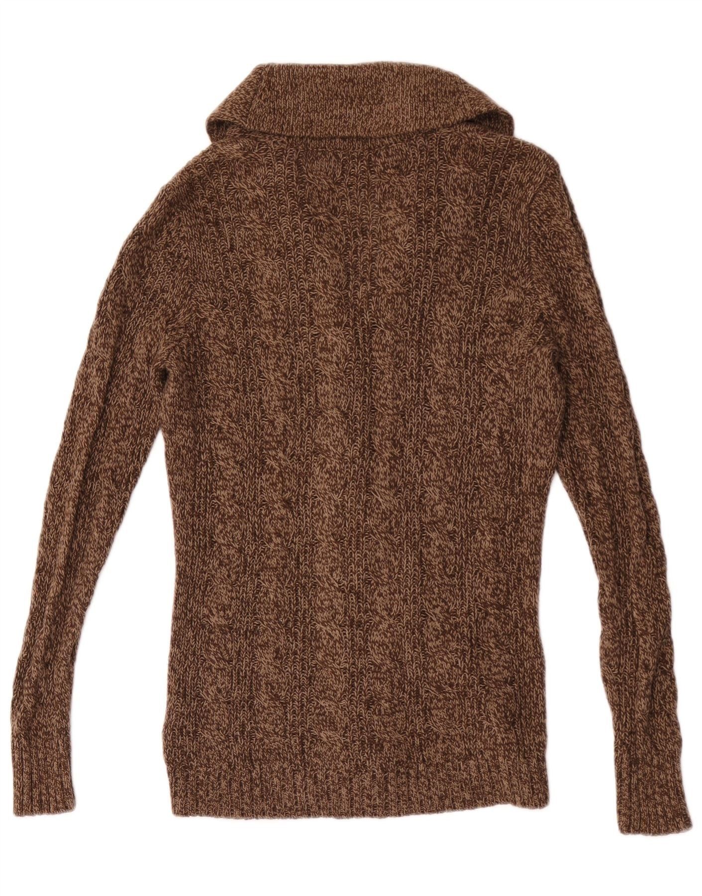 Ralph Lauren Womens Cardigan Sweater UK 10 Small Brown Flecked Cotton Size XS / US 0-2 / IT 36-38 - 2 Thumbnail