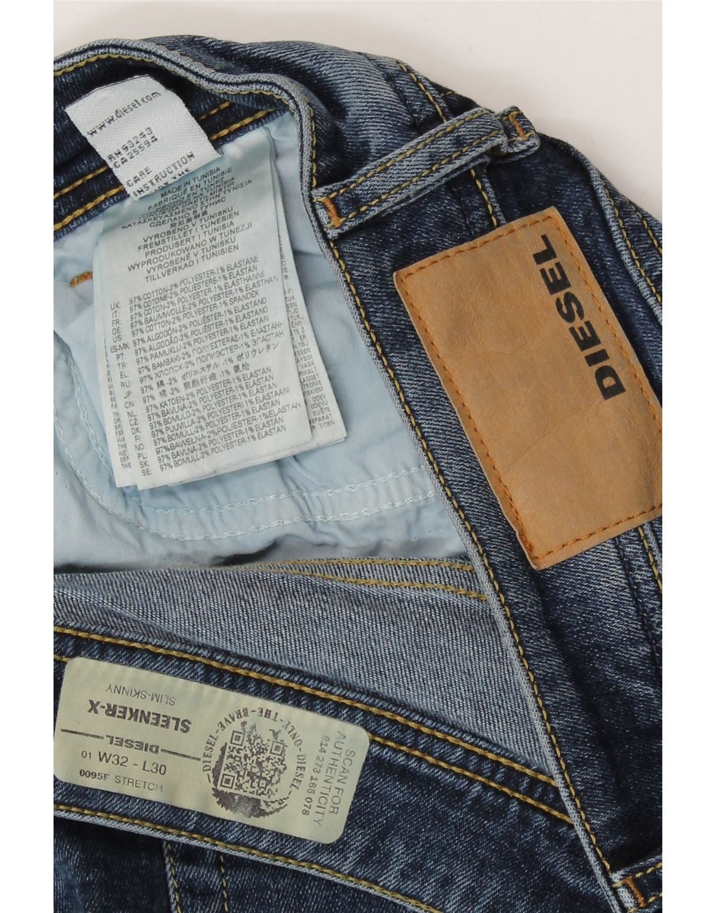 Diesel Womens Sleenker-x Slim Skinny Jeans W32 L30 Blue Cotton Size 24" / US 00 / IT 34 - 3 Thumbnail